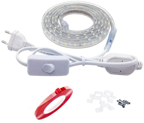 Q.Laomi LED Streifen 1 Meter, IP65 LED Lichtleiste LED Band Wasserdicht, LED Leiste mit Schalter, LED Leuchtband,1M, Weiß