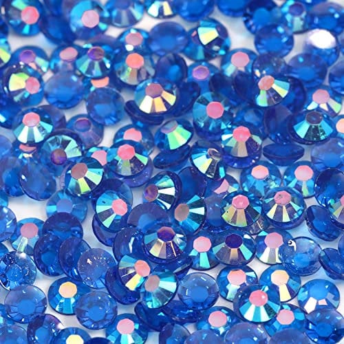 1000pcs 4mm Flat Back Non-Stick Rhinestone Crystal Diamantes Nail Art & Craft Scrapbooking Embellishments 90 Available Colours (4mm, AB Glassy Dark Blue #A42)