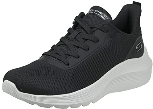 Skechers Women's BOBS Squad Waves Sneaker, Black Engineered Knit, 7 UK