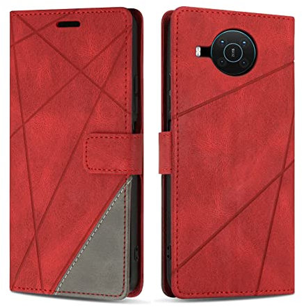 SONWO Case for Nokia X10 / Nokia X20, Premium PU Leather Flip Wallet Case Magnetic Closure Cover Case Card Slots kickstand Phone Case for Nokia X10 / Nokia X20, Red