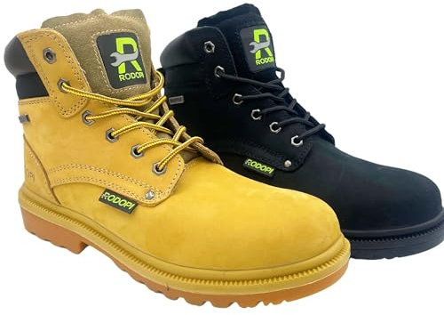 RODOPI Airgee-Ranger S3 SRC Arbeitsschuhe für Herren und Damen Wildleder Gr.38-47 Sicherheitsschuhe durchtrittsicher EN ISO 20345:2011 rutschfeste Stahlkappenschuhe