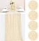 Teruntrue 4 Stück Käsetuch Tisch Läufer Creme Seihtuch Tischläufer, Rustikale Gaze Tisch Läufer Romantischer Halbtransparenter Stoff Tischdecke Tischläufer Boho für Hochzeit Küche(Creme, 400cm)