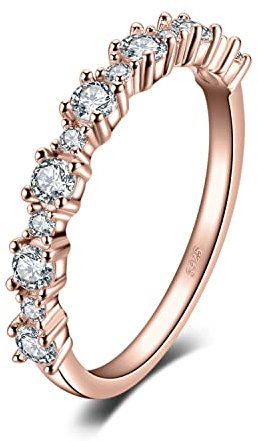 JewelryPalace Anelli Donna Argento 925, Anello Fedine Fidanzamento, Diamante Simulato Zirconi Anniversario Matrimonio Promessa Sposa Bande Anelli Donna in Oro Rosa, Gioielli Donna 7