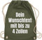 Turnbeutel Rucksack - Aufdruck selbst gestalten - Wunschtext I Eigener Text I Custom Text - Unisize - Olivgrün - personalisierter beutel stoffbeutel name personalisierte datum beuteltasche