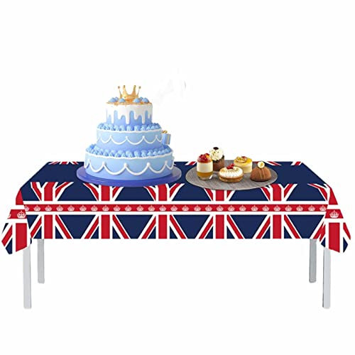 Yusheng Union Jack Partyzubehör Geschirr-Set, Union Jack Pappteller Union Jack Tischdecke Krönung Von König Karl III Dekoration Union Jack Flag Party Supplies