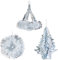 Christmas 2 Tone Foil Ceiling Decoration Ball Chandelier and Tree Decorations in Red, green, white, silver, multi, blue, rose gold (Silver and White)