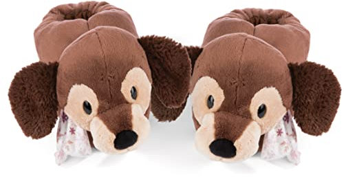 NICI Hausschuhe Dackel Skida Größe 38-41 – kuschelige Pantoffeln für warme Füße, Plüsch-Schuhe im Dackel-Design für Kinder & Erwachsene, 49339, tolle Geschenkidee, braun