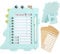 Vspek Dinosaurier Memo Checklist Board, Punch in Daily and weekly Plan Board with 14 Blank Paper,Chore & Exercise Chart Memo Checklist Boards, Standable, hangable Message Memo Board for Planning(Blau)