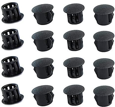 Qrity 20 Stück Abdeckstopfen Kunststoff, 11mm Lochstopfen Rohrabdeckung Stopfen Abdeckstopfen, Schwarz, für Möbel Bohrungen