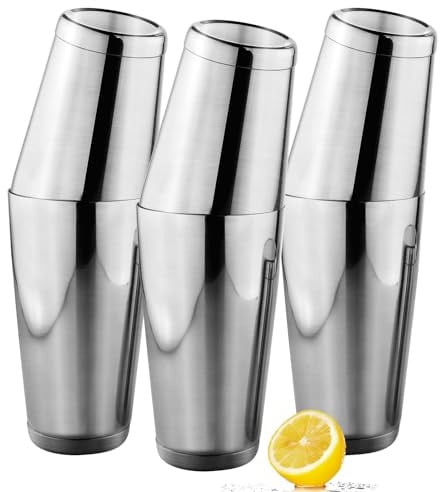 Stainless Steel Cocktail Shaker Set - 2 Piece 18oz & 28oz Boston Shaker - Silver 6 Pack