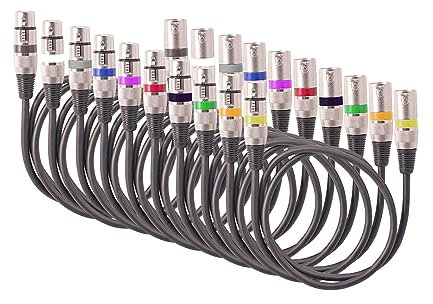 Summina 10pcs XLR Cavo DMX 1.5M/5ft - Cavo Microfonico 3-Pin Bilanciato Schermato per Luci da Palco, Teste Mobili, Par e Mixer