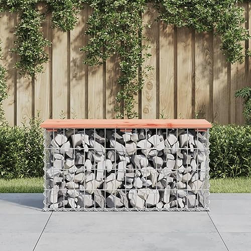 CIADAZ Gartenbank aus Gabionen 83x31,5x42 cm Massivholz Douglasie, Terrassenmöbel, Wetterfeste Bank, Outdoor Bank, Parkbank, Garten Banken, Deko Bank, Gartenmöbel - 834348