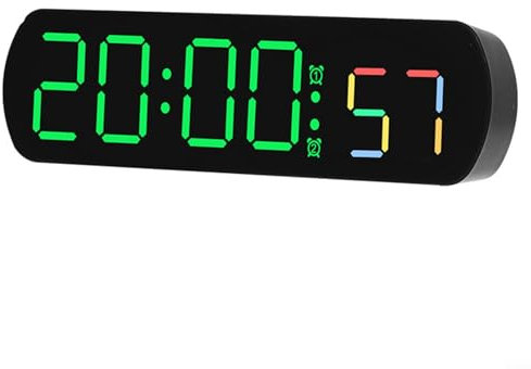 Digitale Uhr, großes Display, LED-Kunststoff, elektrischer Wecker, LED-Temperaturanzeige, Nachttischuhr, mit Timing-Countdown-Funktion, 12/24 Stunden für Schlafzimmer, Heimbüro (B)