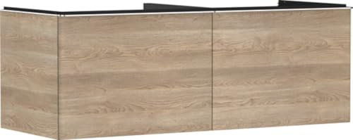 hansgrohe Xelu Q Waschtischunterschrank, 1360x550, 2 Schubkästen, für Konsolen mit Aufsatzwaschtisch, geschliffen, 5406, Farbe: Möbel Eiche Natur/Griff Chrom