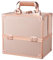 Makeup Case Vanity Box 4 Trays Beauty Organiser Case Cosmetic Storage Box with Locks, Rose Gold