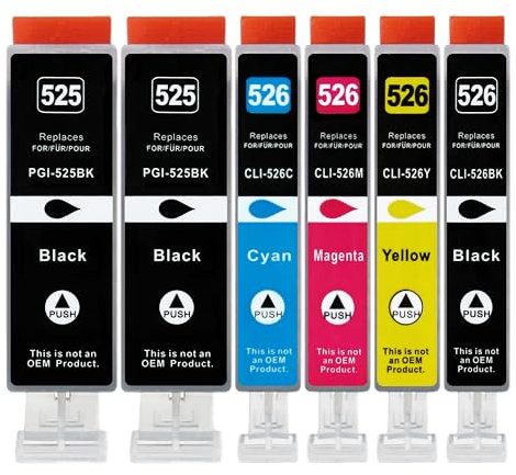 5+1 XXL Druckerpatronen kompatibel zu PGI-525 / CLI-526 für Canon PIXMA IP4850 IP4950 IX6550 MG5150 MG5250 MG5350 MG6150 MG6250 MG8150 MG8250 MX715 MX885 MX895
