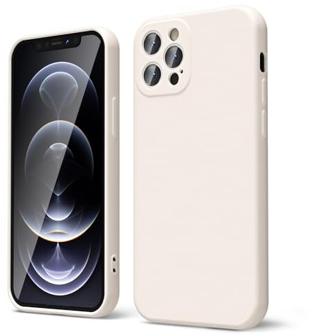 oakxco for iPhone 12 Pro Max Case Liquid Silicone, Soft Rubber Gel Elegant Aesthetic Basic Simple Cover, Cute Thin Slim TPU Matte Solid Color Plain Smooth Case for Women Girl, Beige Stone Cream