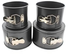 LIFTATAPA 4Pcs Springform Pan (4inch, 5inch, 6inch, 7inch), Non-stick Cake Tin for Baking, Detachable Bottom Carbon Steel Cheesecake Mold Deep Dish Pans Round Cake Molds(Black)