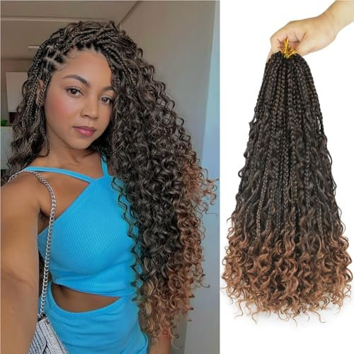 WoWCFyyds 8 Packs Crochet Braids Meches 24 pouces Goddess Box Tresses Crochet Cheveux Bouclés Extrémités Bohemian Crochet Braids Twist Synthétique Extension de Cheveux pour Femmes Noires （1B/30）