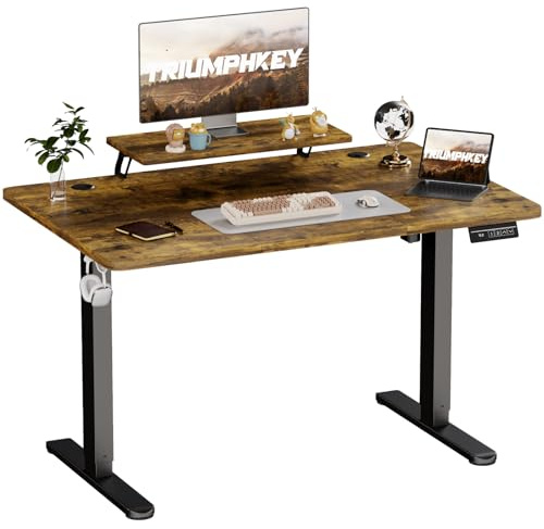 TRIUMPHKEY Höhenverstellbarer Schreibtisch mit Monitorständer 140 x 60cm