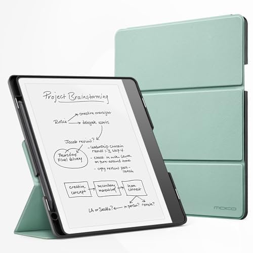 MoKo Stand Case for Kindle Scribe (2024/2022 Released) - Premium Leather Trifold Stand Cover with Pen Holder, Auto Sleep/Wake for 10.2 Amazon Kindle Scribe 2024/2022, Agave Green