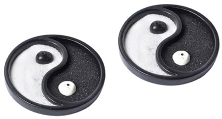 STOBAZA 2stücke Yin Und Yang Trigram Sandtisch Aus Resin Kreative Dekoration Für Zuhause Elegantes Schwarzes Wohnaccessoire Für Büro Und Restaurant Zu Besonderen Anlässen