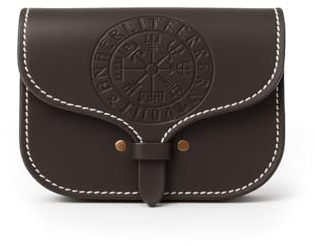 Leonardo Carbone® Unisex Wikinger Leder Gürteltasche Folkvar mit Vegvisir - Mittelalter Kleidung Tasche Damen Herren, Karneval Halloween Accessoires, LARP, Hobbit, Cosplay - 100% Echtleder Braun