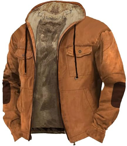 JUZILO Neue Tech-Gadgets 2024 Gefütterte Jacke Herren Winterjacke 2024 Herbst Winter Dicker Warme Gefütterte Polar-Fleece Sweatjacke Outdoor Lässiger Baqueme ÜbergangsJacke Wind