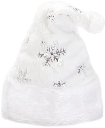 kowaku Weihnachtsmannmütze, Weihnachtsfeier-Dekoration, bestickte Weihnachtsmütze, Silber