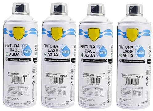 various - Pintura Spray Base Agua 400ml,Ecológica y Sin Olor,Para Muebles,Metal,Plástico y Madera,Colores Duraderos,Cobertura Uniforme - Blanco Mate,4 unidad