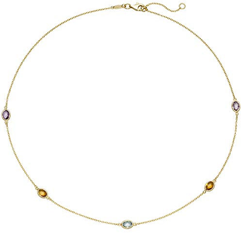 0,8mm Collier Ankerkette Blautopas Amethysten Citrinen 585 Gold Gelbgold 42-45cm