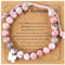 MBAIYO Rosa Naturstein Armband, Perlen Armband Verstellbares Schmuck Armbänder mit Schmuckkarte Geburtstagsgeschenke für Kinder Mädchen Geschenkideen zum Mädchengeburtstag für Tochter beste Freunde