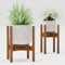 Semiocthome Adjustable Bamboo Plant Stand Indoor with Removable Tray, Wooden Flower Stand, Pot Holders Fits 20cm to 30cm Pots, Indoor Plant Stands for Living Room, Bedroom, Kitchen, 1 Pack - Walnut
