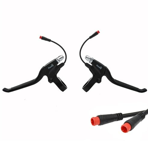 Frdhee Waterproof 2 Wires Left & Right E-Bike Brake Lever, Electronic Brake Lever Handle Bar Grips E-Bike Replacement Parts for Electric Bicycle E-Bike Scooter
