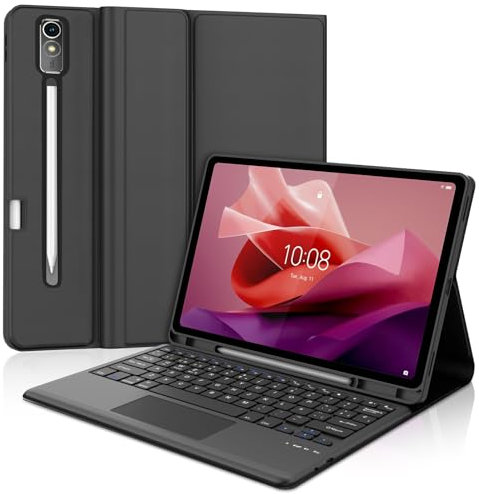 FOGARI Teclado con Touchpad para Lenovo Tab P12 12.7 2023, Funda con Español Ñ Teclado Bluetooth con Trackpad para Lenovo Tab P12 12.7 2023, Negro
