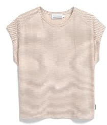 ARMEDANGELS Damen T-Shirt aus Bio-Baumwolle ONELIAA Lovely Stripes Loose Fit Oatmilk-beige Blond