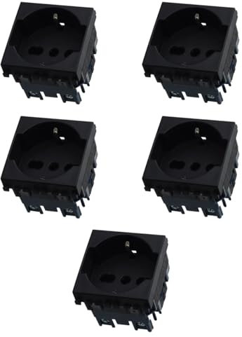 5 MODULI SCHUKO, NERO, COMPATIBILE CON VIMAR ARKE', PRESA 220V 230V 10A 16A, STANDARD TEDESCO, MODULI E FRUTTI 100% COMPATIBILI, MATERIALI DI ALTA QUALITA'