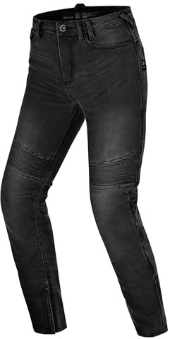 SHIMA Zenith Motorrad Jeans Damen mit Protektoren GFLEXX Knieprotektoren Motorradhose Kurzgrößen Hosen für die Frau Protektorenhose Textilhose Urban Stretch Jeanshose Lang (Frauen, Schwarz, 24/32)
