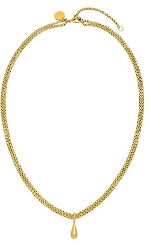 Purelei® Droplet Kette – Doppelte Kette mit tropfenförmigem Anhänger – Verstellbar 40–45 cm – 18K vergoldet, Edelstahl – Eleganter Layering-Look – Abnehmbarer Anhänger (Gold)