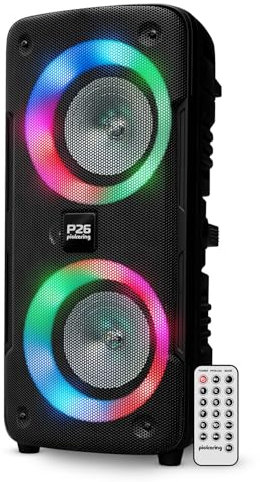 Enceinte Sonorisation Autonome sur Batterie à LED - Pickering Panther P26-300W, Bluetooth USB SD, 4 Modes Equaliseurs, Téléco