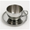 Stainless Steel Double Wall Coffee and Tea Cup with Saucer – Insulated Metal Mug Set – Reusable Teacups, Saucers & Mugs for Latte, Cappuccino, Milk Tea – Modern Rustproof Drinkware for Home & Office