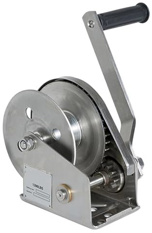 Vituord 304 Stainless Steel Hand Winch, 1200lbs Steel Cable Boat Trailer, with Self-Locking, Hand Crank, Two-Way Ratchet Gear, Dock Leveling Winch, for Trailer, Boat or ATV Towing