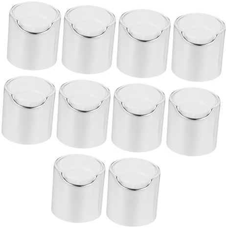 HEATSHAKING Lot de 10 Bouchons à Pression 24 Mm pour Bouteille de Shampooing et Gel Bain, Plastique Argenté, Étanches et Pratiques pour Remplacement Facile