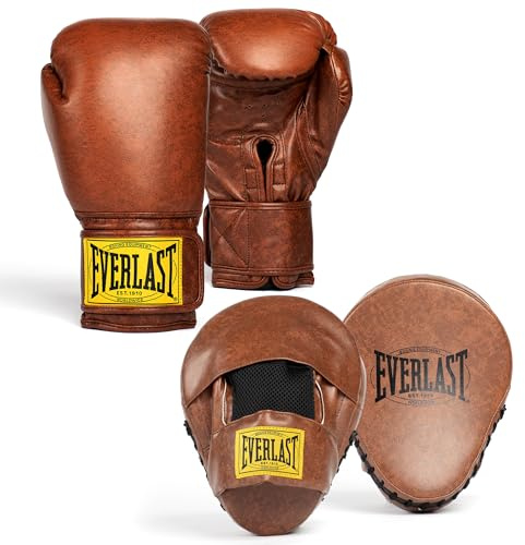Everlast 1910 Classic Boxhandschuhe 16oz & Pratzen, Klettverschluss, aus synthetischem PU-Leder für Training, Sandsack & Sparring – Bequeme und schützende Boxausrüstung