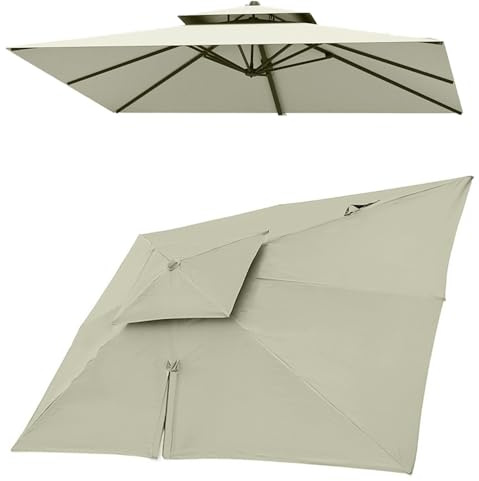 Toldo rectangular de repuesto para sombrilla voladiza de 4 x 3 m, 8 varillas, para patio, jardín y alberca, parte superior individual, 3 x 4 m