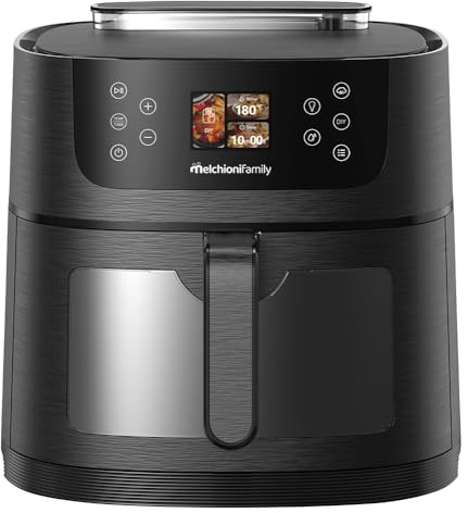 Melchioni Family DORA AI Friggitrice ad Aria 8L con Intelligenza Artificiale riconoscimento cibo e Vapore Soft | 24 Programmi Preimpostati, Cassetto con Finestra, Luce Interna, Potenza 1800W