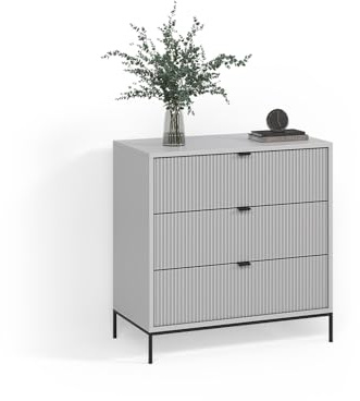 Livinity Kommode Aterno, Grau, 42 x 81.2 cm mit 3 Schubladen
