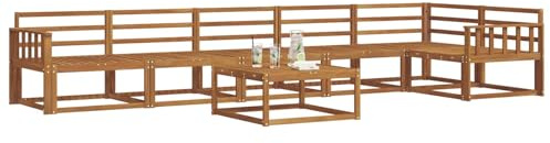 vidaXL Outdoor-Sofagarnitur 7 pcs Natur Massivholz Akazie, Garten-Lounge-Sofa-Set, modernes Ecksofa, langlebige Gartenmöbel, anpassbare Terrasse für Wohnräume