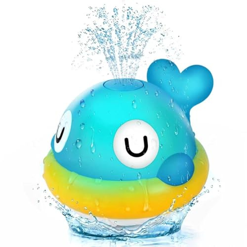 Light Up Baby Bath Toys for 1+ Year Old Babies, Recharable Whale Sprinkler Bath Toys with Colorful LightsBaby, Boy girl Gifts Kids Toys Age 1-3, Blue