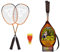 Talbot-Torro Speed-Badminton Set Speed 2200, 2 leichte Rackets, 2 windstabile Bälle, im 3/4 Bag, schön handlich auch für Kids, schwarz-orange, 490112